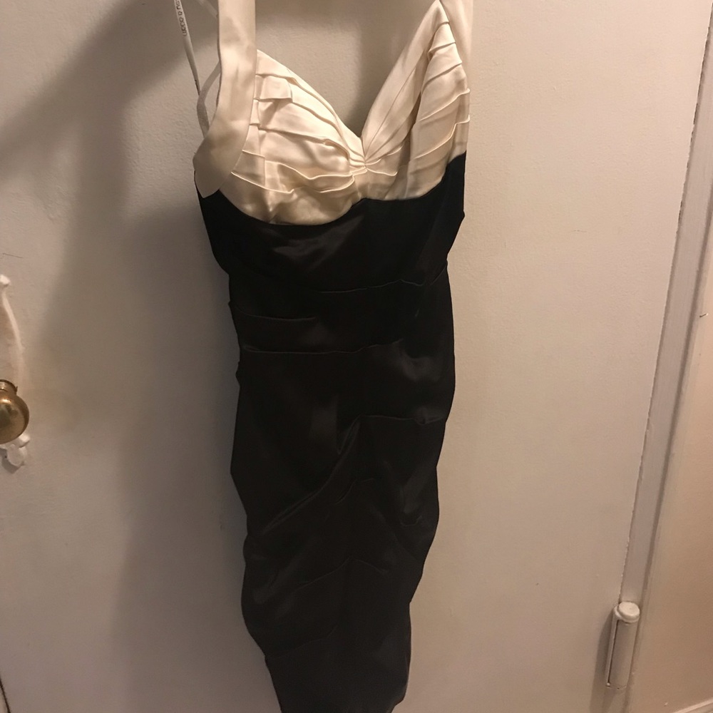 Black and White Silk Evening Dress